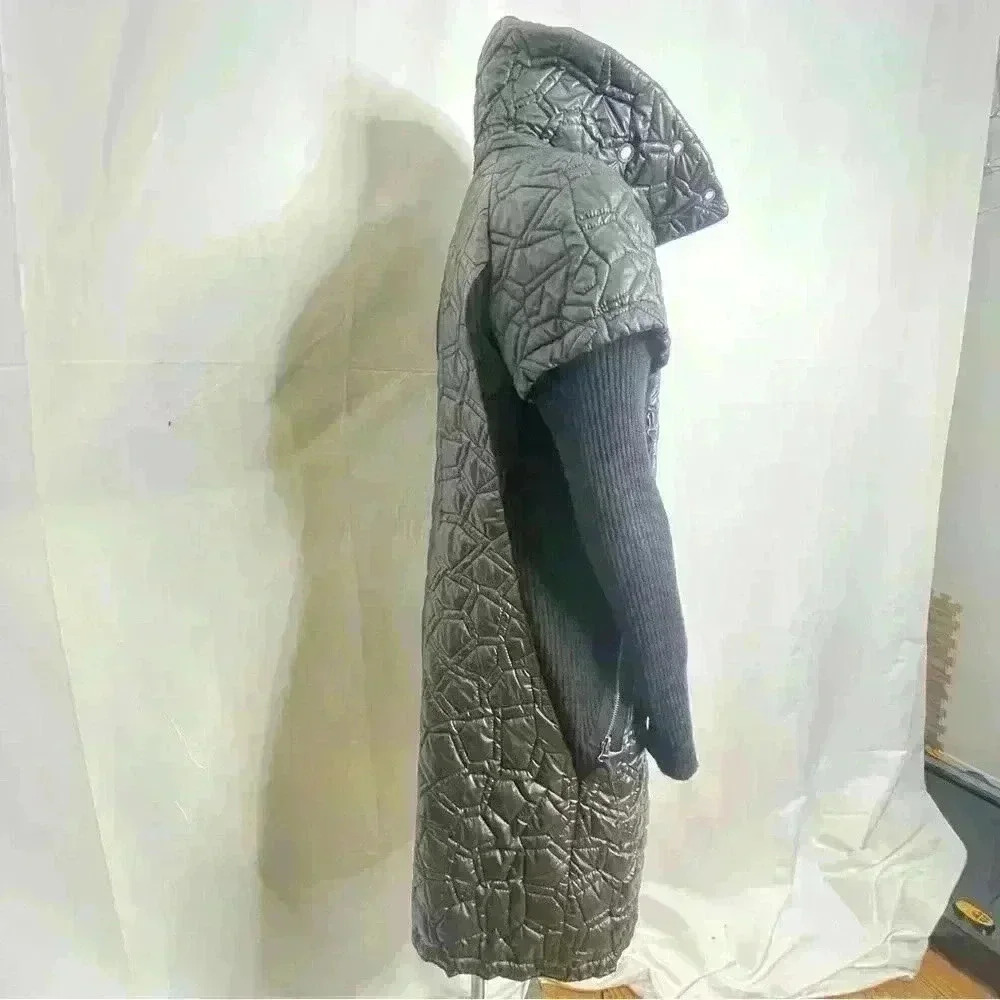 LAFLAMME FOURRURE  GLOSSY QUILTED TRENCH GORGEOUS COAT SLEEVES SIZE M - Picture 10 of 16
